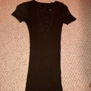 Forever 21 Green Lace Up Sweater Dress